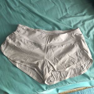 White Lulu Lemon Speed up Shorts